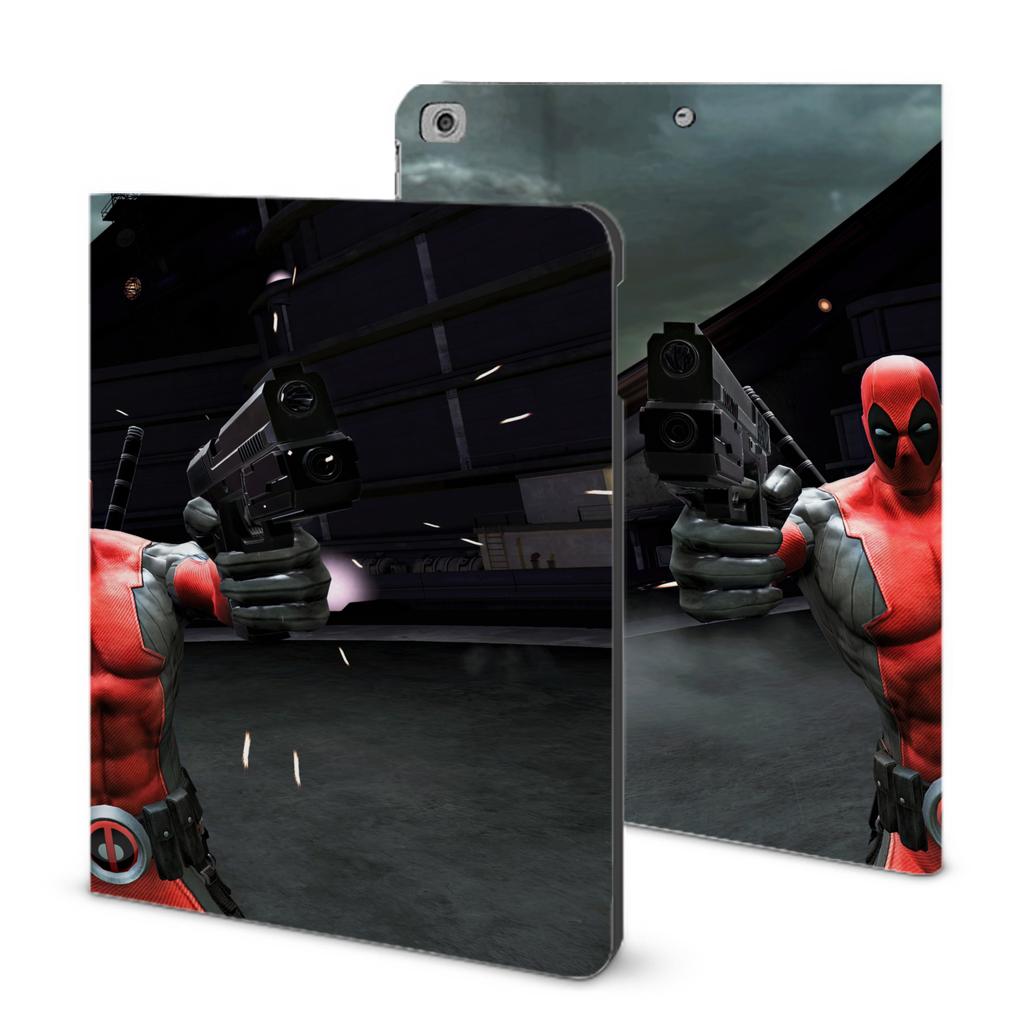 （画像用） Deadpool デッドプール IPad ケース ブック型 PUレザー TPU 耐衝撃 軽量 薄型 ペン収納なし 全面保護 IPad 各モデル対応